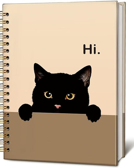 Funny Cat Notebook Journal, Funny Peeking Spiral Notebook, Cat Lover Gifts for Women Men, Black Cat Gifts for Girls, Cat Notepad for School Supplies, Office Supplies 5.5x8.3 Inch