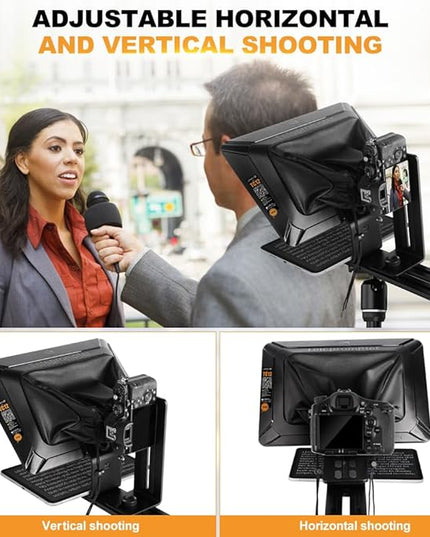 LENSGO 12.9'' Aluminum Teleprompter for iPad Tablet DSLR Cameras with Remote Control, App Compatible with iOS/Android,Professional Prompter for News/Broadcasting,Online Teaching,Live Streaming(TC12)
