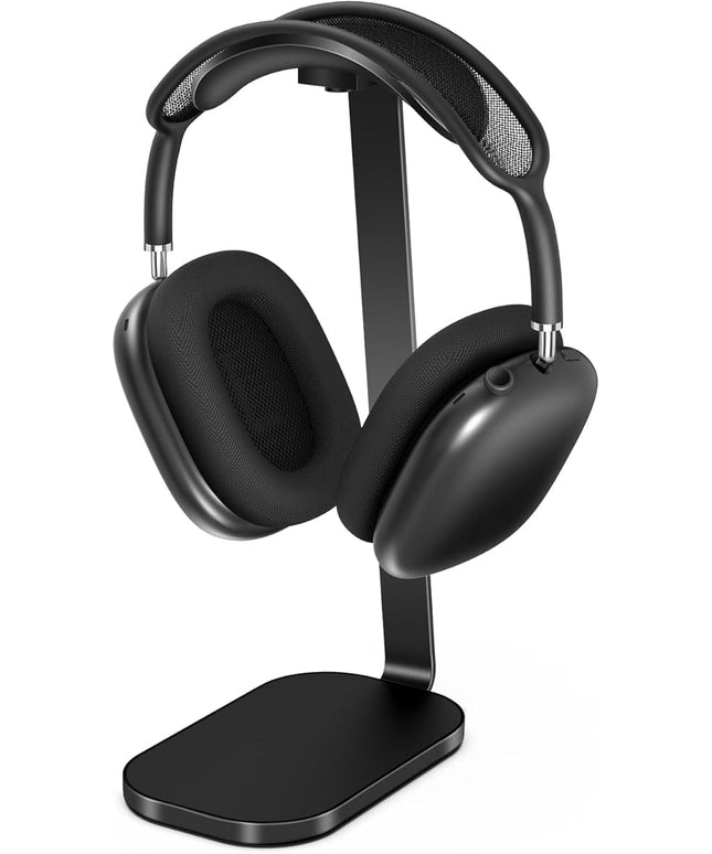 VICHYIE Headphone Stand for AirPods Max, Headset Holder with Aluminum Supporting Rod, Heavy Base Desk Stand Headphones Support Accessory for All Headphones - Black