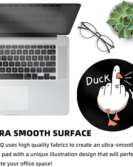 Funny Duck Small Mouse Pad, Cute Mousepad with Non-Slip Rubber Base, Round Mouse Pads for Desk Accessories Laptop Gaming Office Supplies Decor(8.6 x 8.6 Inch)