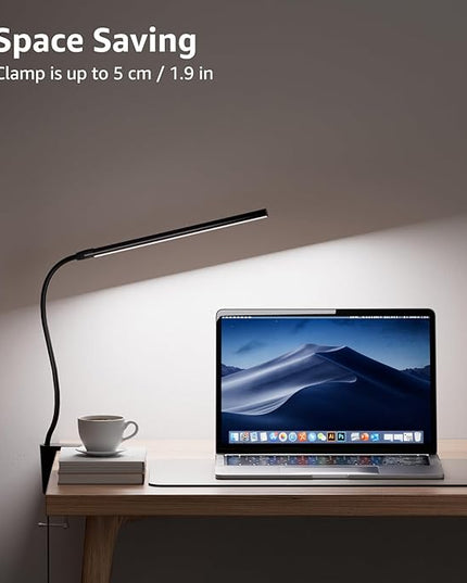 Lepro Clip on Desk Lamp LED Reading light Dimmable USB Small Clamp Lamp with 3 Color Modes 10 Brightness, Adjustable Flexible Gooseneck Table Light for Bed Headboard, Nail, Home Office,Computer(Black)