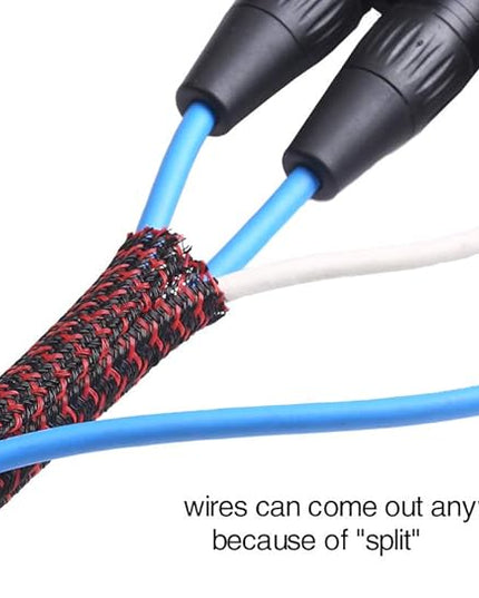 Alex Tech 10ft - 3/4 inch Cord Protector Wire Loom Tubing Cable Sleeve Split Sleeving For USB Cable Power Cord Audio Video Cable – Protect Cat From Chewing Cords - Blackred