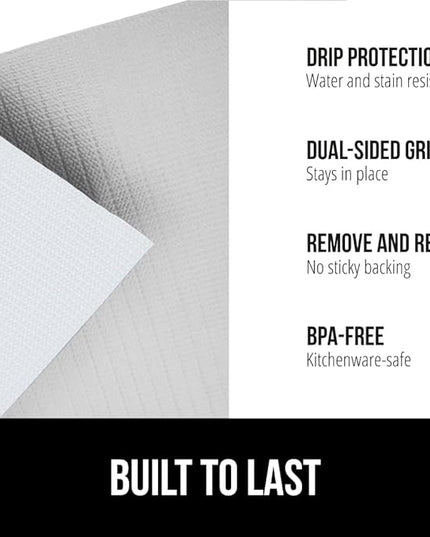 GORILLA GRIP DripGuard Shelf Liner, Non Adhesive Drawer and Kitchen Cabinet Protector, 24x240 Inch, Slip Resistant BPA Free Smooth Surface Plastic Liners for Cabinets, Bathrooms, Closets, Light Gray