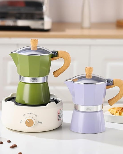 Bincoo Espresso Maker Stovetop - Small Camping Moka Pot 1-2 Espresso Cup/120ML,Stove Top Espresso Pot Italian Coffee Maker,Easy to Use (Green)