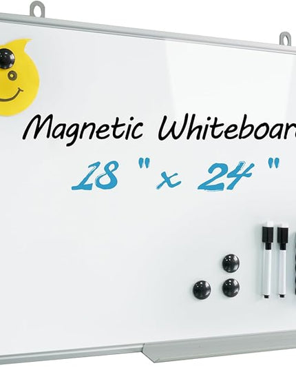 Magnetic Writeboard 18X24 Dry Erase Board Hanging & Wall Mounted Whiteboard S Aluminium Frame Message Boards for Home, School, Office, Kitchen