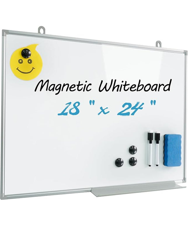 Magnetic Writeboard 18X24 Dry Erase Board Hanging & Wall Mounted Whiteboard S Aluminium Frame Message Boards for Home, School, Office, Kitchen