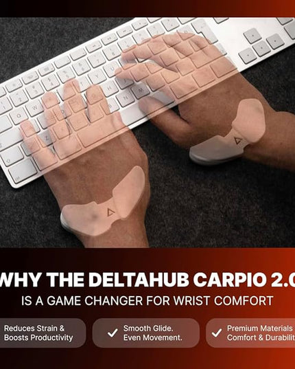 DELTAHUB Carpio 2.0 - Left-Handed Truly Ergonomic Wrist Rest for Mouse, Carpal Tunnel Support, Pain Relief, Anti-Fatigue, Easy Glide, Sleek, Office Computer, Laptop, Gaming - Small, Black