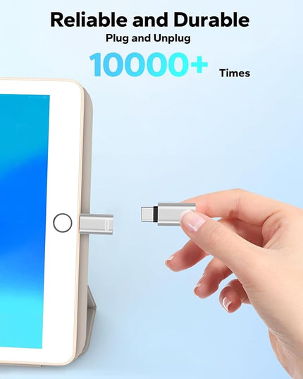 MoKo Lightning to USB C Adapter for iPhone 17 Air 16 15 Pro Max Plus, Galaxy S25 S24 S23, iPad Pro/Air, 2 Pack USB-C to Lightning Adapter for Fast Charging/Data Transfer, Not for Audio/OTG, Silver PD