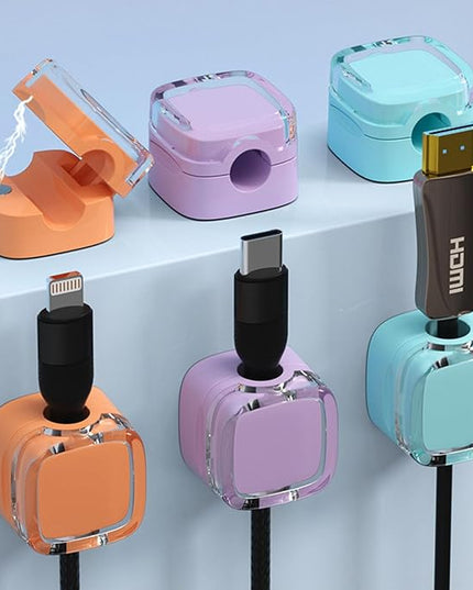 IFNOW 6 Pack Magnetic Cable Clips Cord Organizer Mixed Color Self Adhesive Cord Holder Under Desk Cable Management for Home,Office,Car,Desk,Nightstand