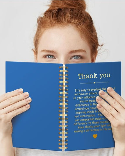 Thank You Navy Blue Hardcover 160 Pages Spiral Notebooks, Funny Thank You Gifts for Women Men Coworkers Leader Mentor, Appreciation Gifts for Employees, Thanksgiving Gifts for Colleagues Leaders