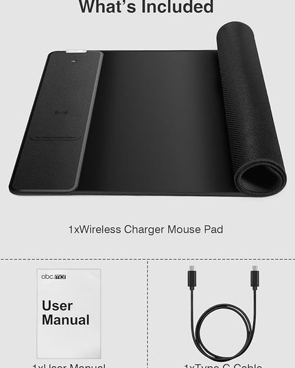 2-in-1 Mouse Pad with Wireless Charging, Gaming Mouse Pad, 31.5"x15.8" Large Desk Mat for Laptop/Keyboard, Waterproof Smooth Surface, Non-Slip Base, No Adapter
