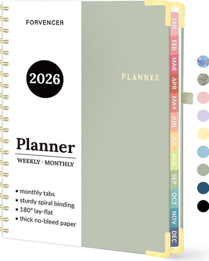 2026 Planner, Forvencer Calendar Planner Weekly and Monthly, Jan 2026-Dec 2026, 8.5" X 11", Hardcover Agenda Book, Daily Journal Organizer with Inner Pocket, Notebook for Office School, A4, Green