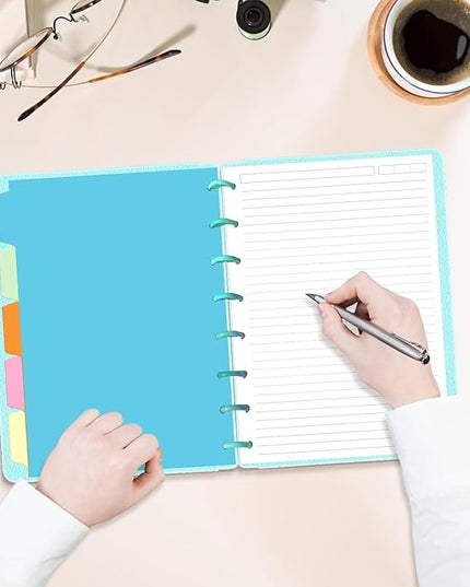 Junior Size Lined Paper Refills - 100 Sheets/200 Pages 8-Disc Refill Paper, 5 Colorful Sheets Dividers, 5.8" x 8.5"
