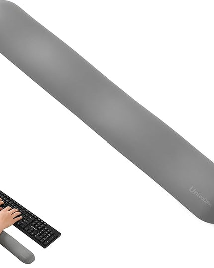 UnivoColors Design-Wave Keyboard Wrist Rest, Artificial Sheepskin+Memory Foam+Ergonomic+Anti-Slip Gel, Resilience Support During Work and Gaming,Keyboard Accessory,Grey