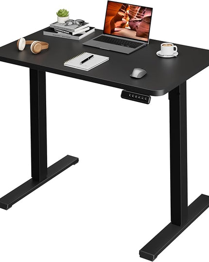 One-Piece Standing Desk 40 x 24 Inches, Small Adjustable Height Desk for Small Space Electric Sit Stand Desks Home Office Computer Workstation, Black