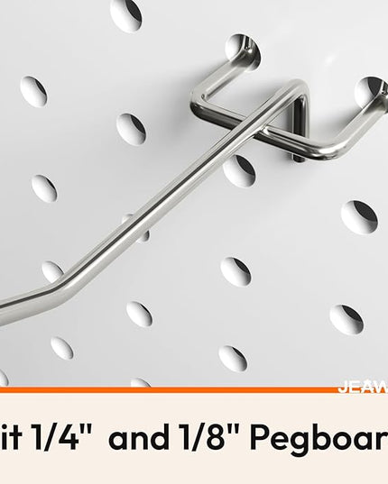 60 Pack 4 Inch Metal Pegboard Hooks, Fit 1/4 in and 1/8 in Peg Board Organizer Accessories, for Hanging Storage, Garages, Tool Sheds, Basements