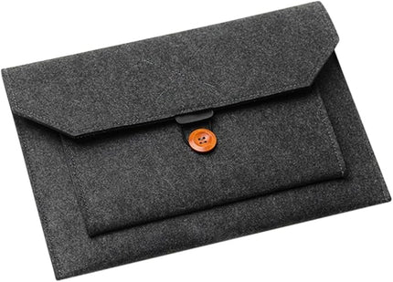 Mikikit 14-Inch Laptop Sleeve Felt Computer Pouch Business Carrying Bag with Tablet Storage Organizer for Travel and Work, Black