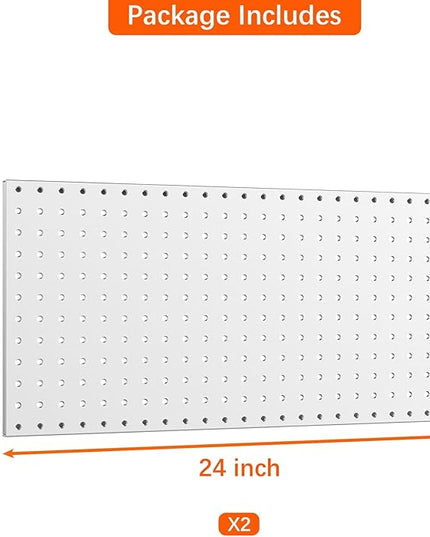 WALMANN Metal Pegboard Panels for Wall Garage Tools Pegboard for Garage, Workbench, Peg Board Tool Organizer Board(Pack of 2, Grey)