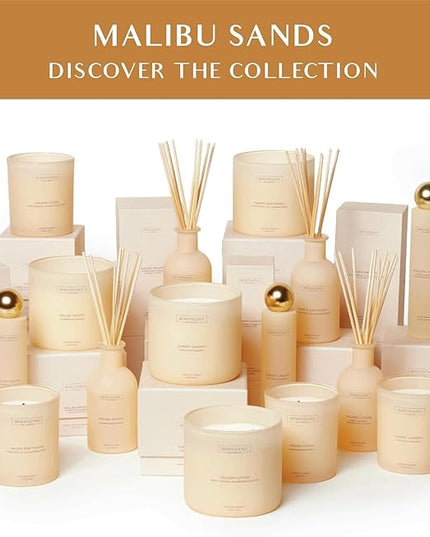 Benevolence LA Reed Diffuser - Champagne & Peony | Luxurious Home & Bathroom Decor | Long-Lasting Scent Diffusers for Home - Malibu Sands Collection