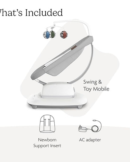 UPPAbaby Mamaroo Smart Swing – Customizable Soothing Modes with MotionSync Technology – Infant Recline + Bluetooth Enabled – Included Newborn Insert – Stella (Grey Mélange)