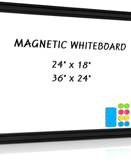 Large White Board for Wall, 36'' x 24'' Magnetic Dry Erase Board, Decorative Whiteboard, Black Vintage Wooden Frame