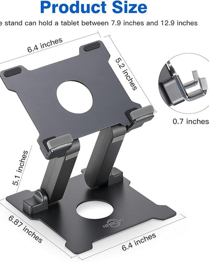 KABCON Adjustable Aluminum Tablet Stand (7-13.5 inch), Compatible with iPad, Surface Pro, FIRD HD 10, Samsung Galaxy Tab E, ASUS Transformer & Other Devices