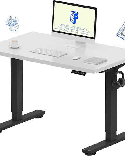 FLEXISPOT EN1 One-Piece Standing Desk with 1-Inch Thick Desktop, 40"x24" Electric Height Adjustable Desk for Home Office & Multi-Device Workstations, White