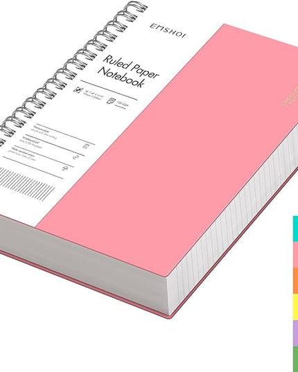 EMSHOI B5 Spiral Notebook College Ruled Lined Journal, Large 7.48" X 10.15", 300 Pages/150 Sheets, 100gsm Thick Paper, Waterproof Hardcover, for Office School Women Men Work Writing Notes-Pink