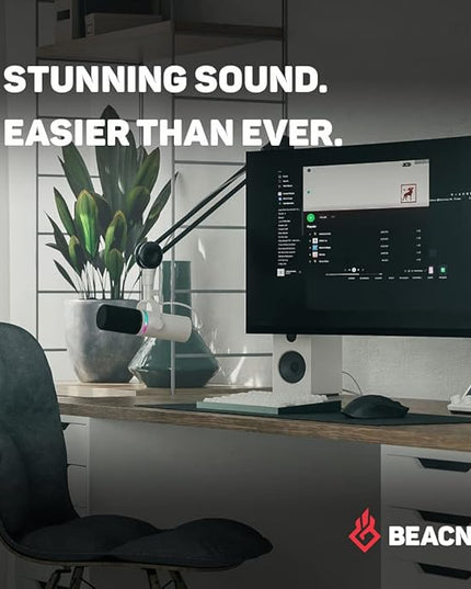 BEACN Light Dynamic USB Mic for PC | Professional Microphone for Podcast, Gaming, Streaming | Studio-Quality Desk Mic for YouTube, Twitch, and Recording | Microphone for PC, Gaming & Streaming