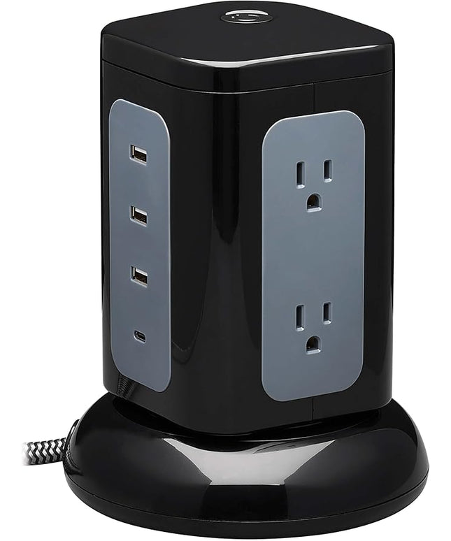 Tripp Lite TLP606UCTOWER Charging Tower Power Strip Surge Protector & Charging Station with USB Ports, 1800 Joules, 6 Outlets, 3 USB-A + 1 USB-C, 8ft Cord, Dorm Room Essentials Desk Accessory