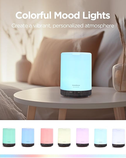 InnoGear 300ML Essential Oil Diffuser, Premium 5-in-1 Ultrasonic Aromatherapy Diffusers Scent Humidifier Aroma Diffuser Vaporizer Auto-Off Timer for Room Office Home, Brown, Medium