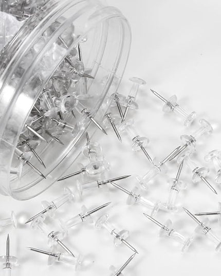 Yalis Push Pins 600 Count, Standard Clear Thumb Tacks Steel Point and Clear Plastic Head