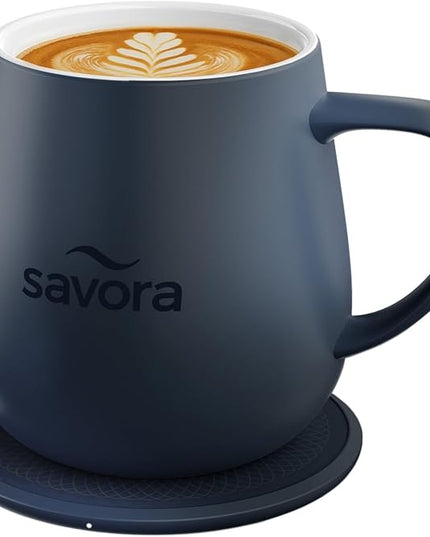 12oz IntelliHeat™ Coffee Mug | Barista’s Choice | Exclusive Wireless SmartSense Pad | Maintains Perfect 135°F | Hand-Crafted Ceramic Mug & Lid | Great for Tea Drinkers | Backed for Life - Blue
