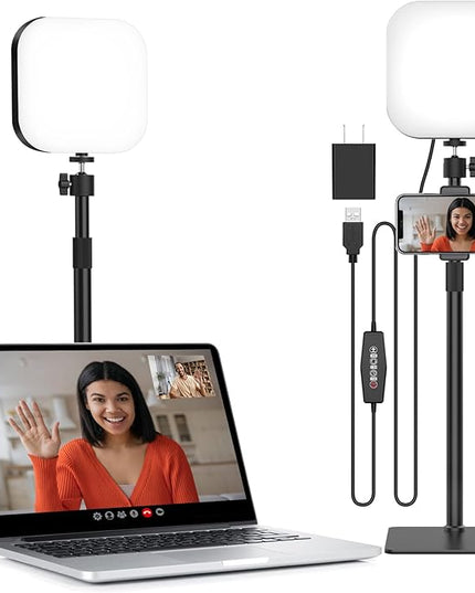 Video Conference Lighting, 180 LED Video Light with 3 Color & 5 Brightness & Timmer for Video Recording, Webcam Light Phone Holder for Laptop Computer Online Meeting, Video Calls, Live Streaming