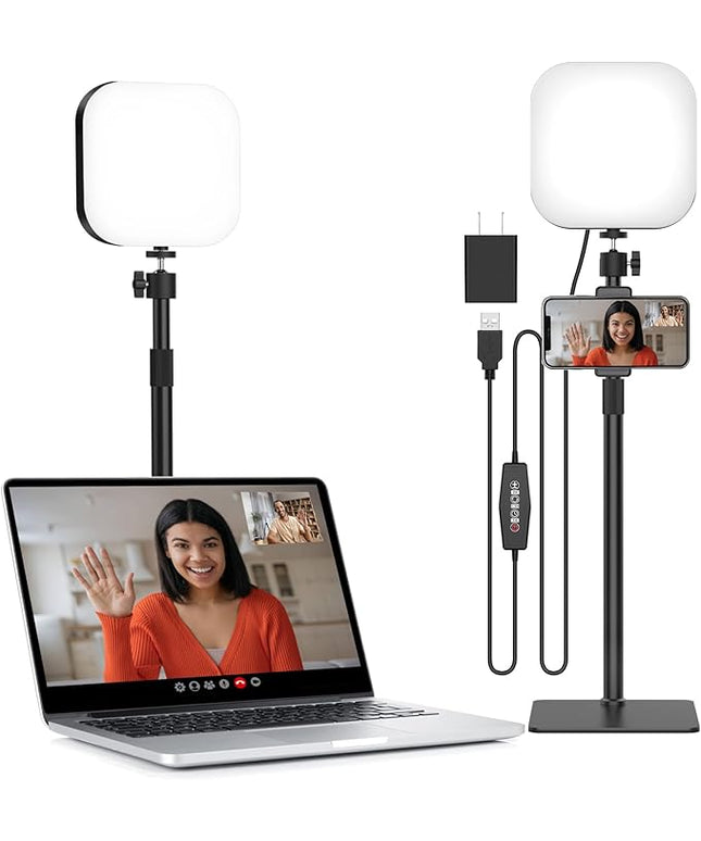 Video Conference Lighting, 180 LED Video Light with 3 Color & 5 Brightness & Timmer for Video Recording, Webcam Light Phone Holder for Laptop Computer Online Meeting, Video Calls, Live Streaming