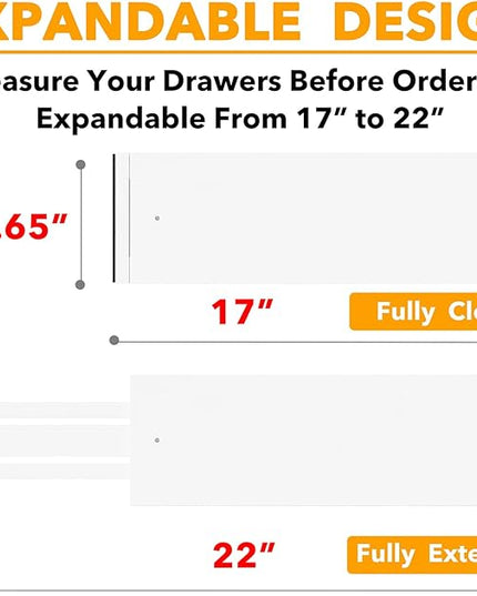 SpaceAid Bamboo 4 Pack Dresser Drawer Dividers, 4.65“ High Adjustable 17“-22” Drawer Organizers, Expandable Organization for Clothing, Clothes, Dressers, White