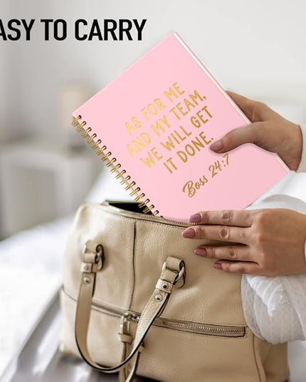 Msticey As For Me And My Team We Will Get It Done 160 Blank Pages Pink Gold Hardcover Spiral Notebook, Appreciation Gifts for Women Manager Supervisor Leader Coworker Colleague, Funny Boss Day Gifts
