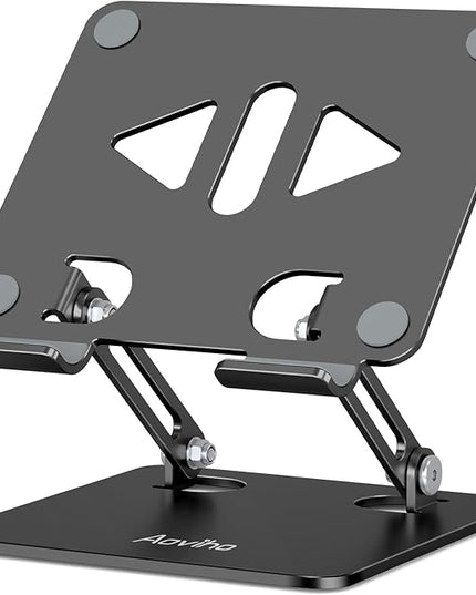 Tablet Stand Holder for Desk, Adjustable Desktop Tablet Holder, Foldable Aluminum Tablet Mount for iPad pro 12.9, iPad Air Mini, Samsung Galaxy Tabs Z Fold Kindle Fire 4-12 inch, Black