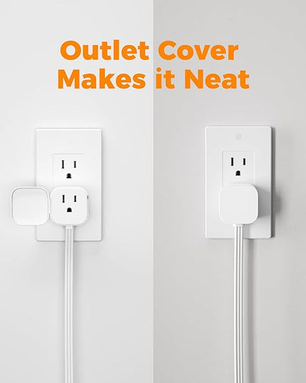TESSAN Outlet Cover with Extra Outlet on Plug, Surge Protector Power Strip with 3 USB (2 USB C), 5 Ft Flat Extension Cord, 900 Joules Protection, Flat Plug Power Strip for Home Office Essentials