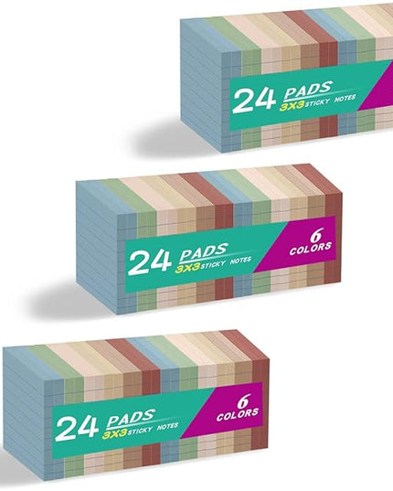 (72 Pack) Lined Sticky Notes 3x3 in,Notepads with Lines,Ruled Stickies Super Sticking Power,Office School Memo Note Pads Vintage Colors,Post on Windows Doors,Recyclable,Easy to Write on