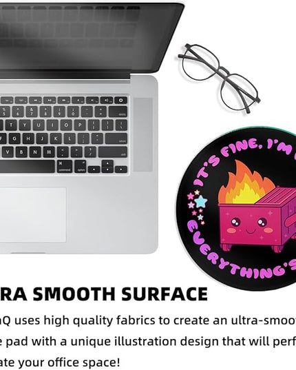 Light Purple Dumpster Round Mouse Pad 8.6 x 8.6 Inch, Cute Funny Mousepad for Laptop Gaming, Stitched Edge Non-Slip Rubber Base, Home Office Decor Desk Accessories