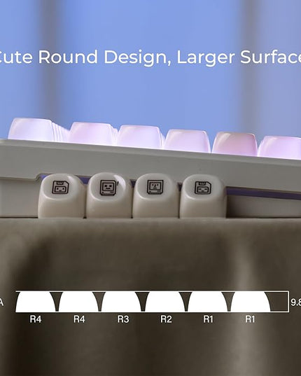 OHY XVX White Keycaps, MOA Profile Keycap Set, Minimalist Mac Style, Custom Cute Ceramic-Textured Keycaps for MX Switches Mechanical Keyboard-White Chocolate