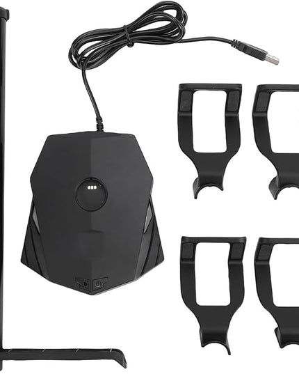 Jiawu Gaming Headphone Stand, RGB Headphone Stand with 2 USB & 1 Type C Port, Controller Holder Rack, Headset Holder Hanger, Computer Game Accessory for Desktop