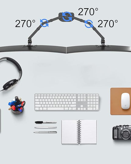 Pholiten Dual Monitor Stand,Heavy Duty Adjustable Monitor Desk Mount for 2 Screens up to 38Inches,Dual Monitor Arm with Height Adjustable Tilt Swive Rotate,Holds up to 22 lbs