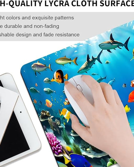 Underwater World of The Ocean Square Mouse pad, Texture, Waterproof, Anti Slip Rubber Base, Computer Mouse pad, Laptop Mouse pad