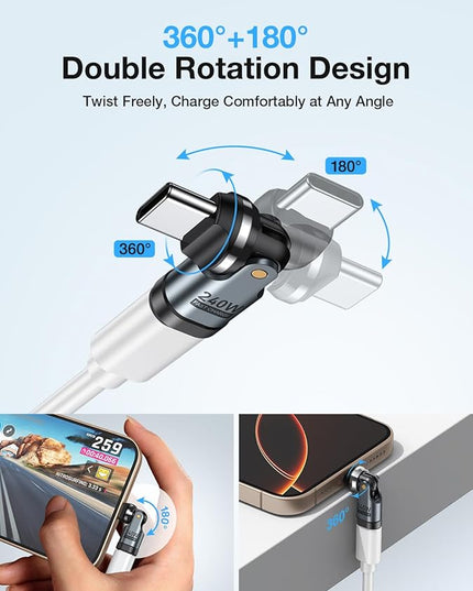 USB C Adapter [3-Pack], PD 240W USB C 90 Degree Adapter, Type C Right Angle Adapter/360 & 180 Degree USBC to USBC Adapters for Phone 17/16/15, MacBook Pro/Pad Series, Samsung Galaxy, Tablet, Laptop