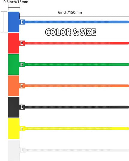 250pcs 6 inch Wire Zip Ties, Self-locking Nylon Cable Tags Labels, Multicolor Written-on Cable Mark Ties Zip Tie Tags for Wire Marking and Organizing