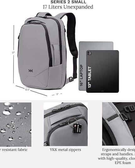 Knack Small Series 2 Laptop Backpack Fits up to 16 Inch Laptops - Knack Bags Carry-On Backpack, TSA Approved, Expandable Travel Backpacks With 2 Day Outfit Capacity, Alloy Gray