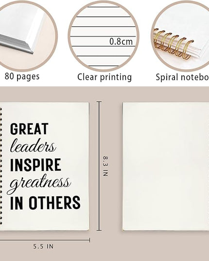 LIANHW Leader Gifts Notebooks for Note Taking, Inspirational Leader Notebook, Appreciation Gift for Leaders Journal, Great Leaders Inspire Greatness in Other Journals for Writing,Office Spiral Notebook 5.5x8.3 Inch