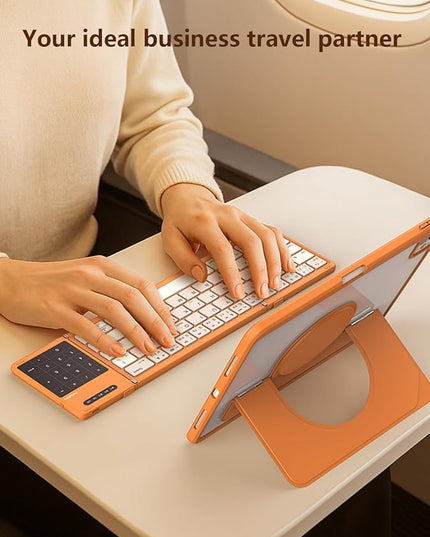 Nillkin Foldable Bluetooth Keyboard with Touchpad & Number Pad, Portable Bluetooth Keyboard with Full Size Keys, Pocket-Sized Wireless Travel Keyboards for iPad, Smartphone, Tablet and Laptop Orange